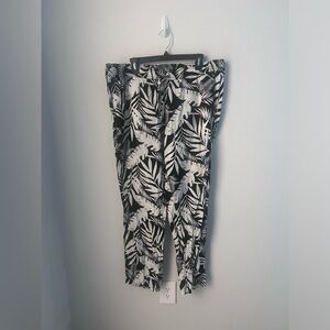 Serra Black White Plus Size Tropical Palazzo Pants Size X Large